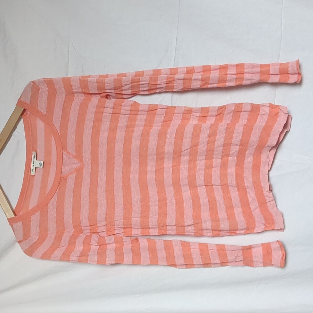 Banana Republic top sherbet striped linen cotton small